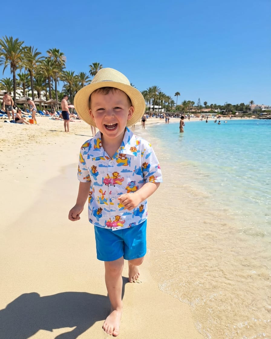 Colourful beach shirt and shorts